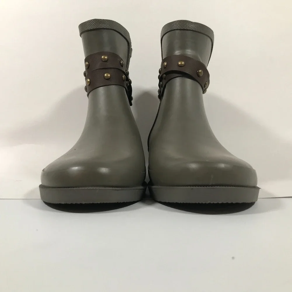 Western Chief Lodge Grey Rubber Rain Boots Womens US 9 Ankle Waterproof Booties‎